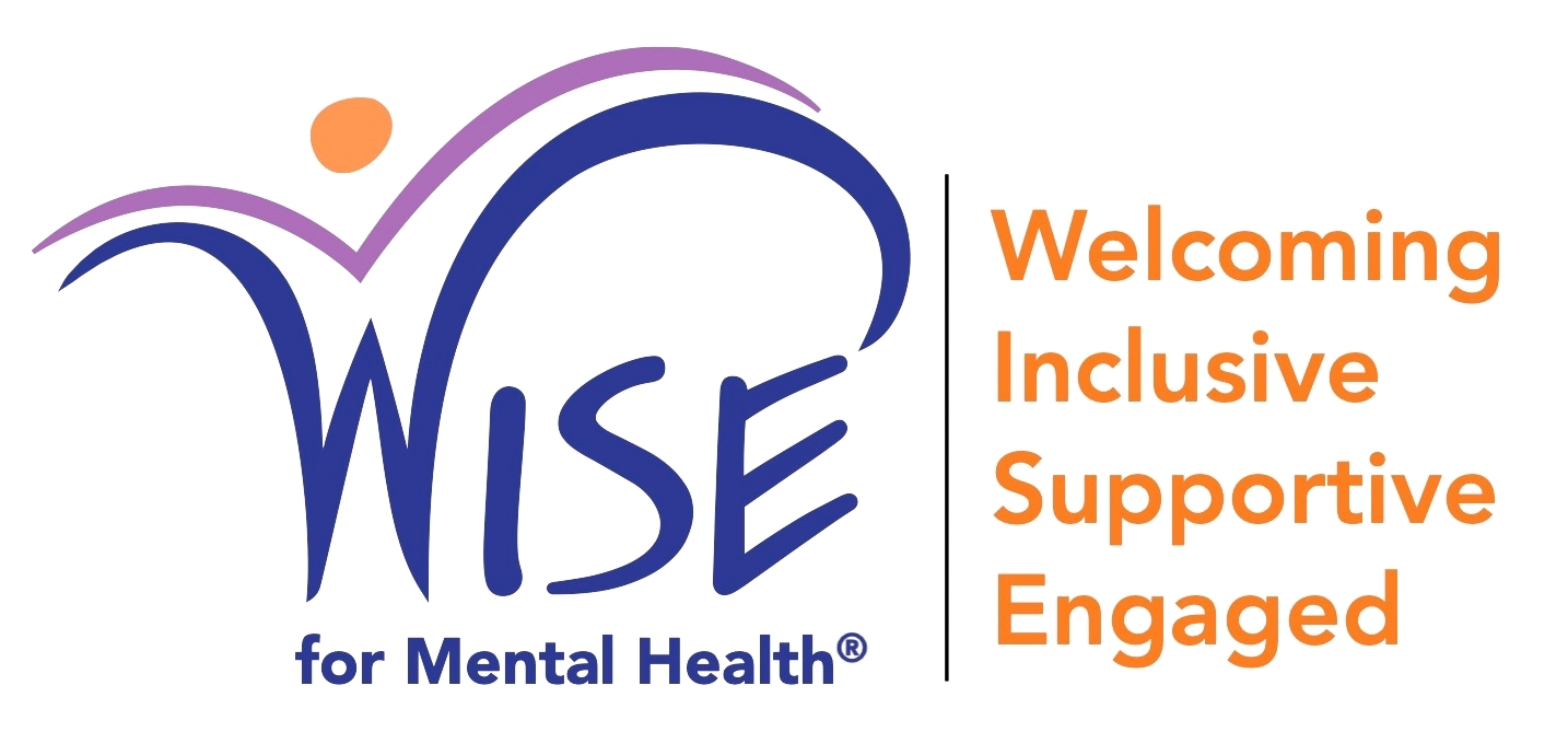 WISE for Mental Health registered logo with acronym spelled out: Welcoming, Inclusive, Supportive, Engaged.